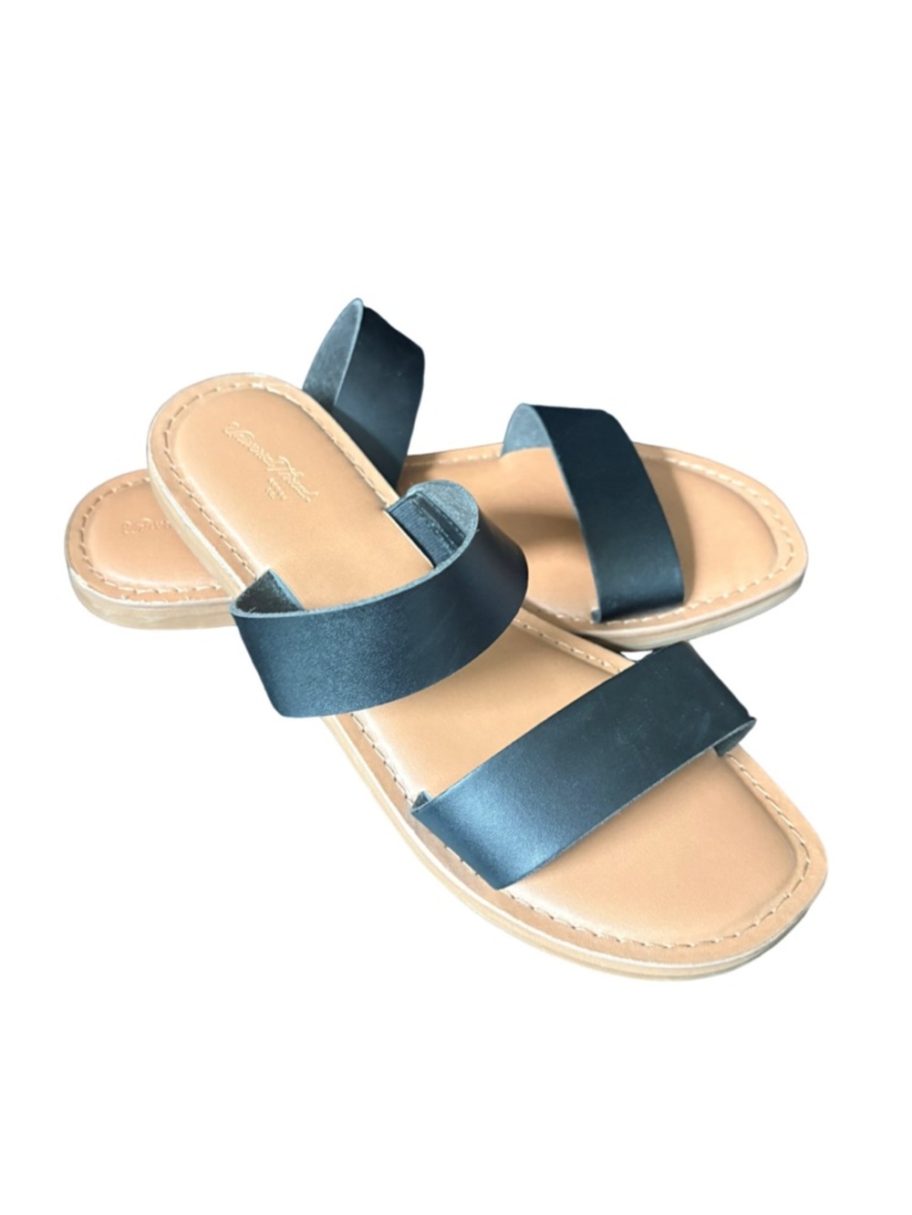 Universal Thread Freya Sandals Black Double Strap Slide Womens 8 EUC